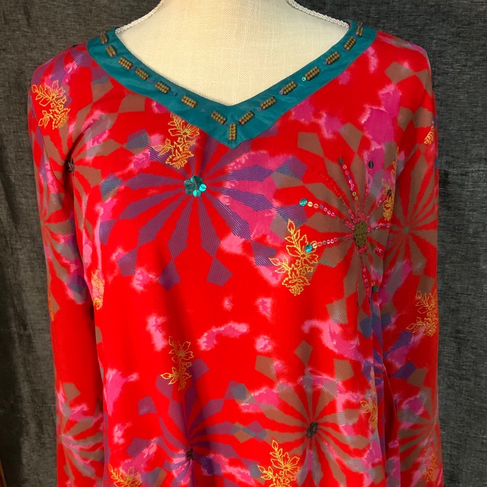 Red tunic top from India
